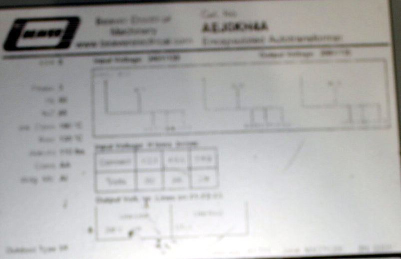 6 kVA BEAVER Reconditioned Transformer 240/139-208Y/120V Cat No AEJ6KH4A SKU 3332
