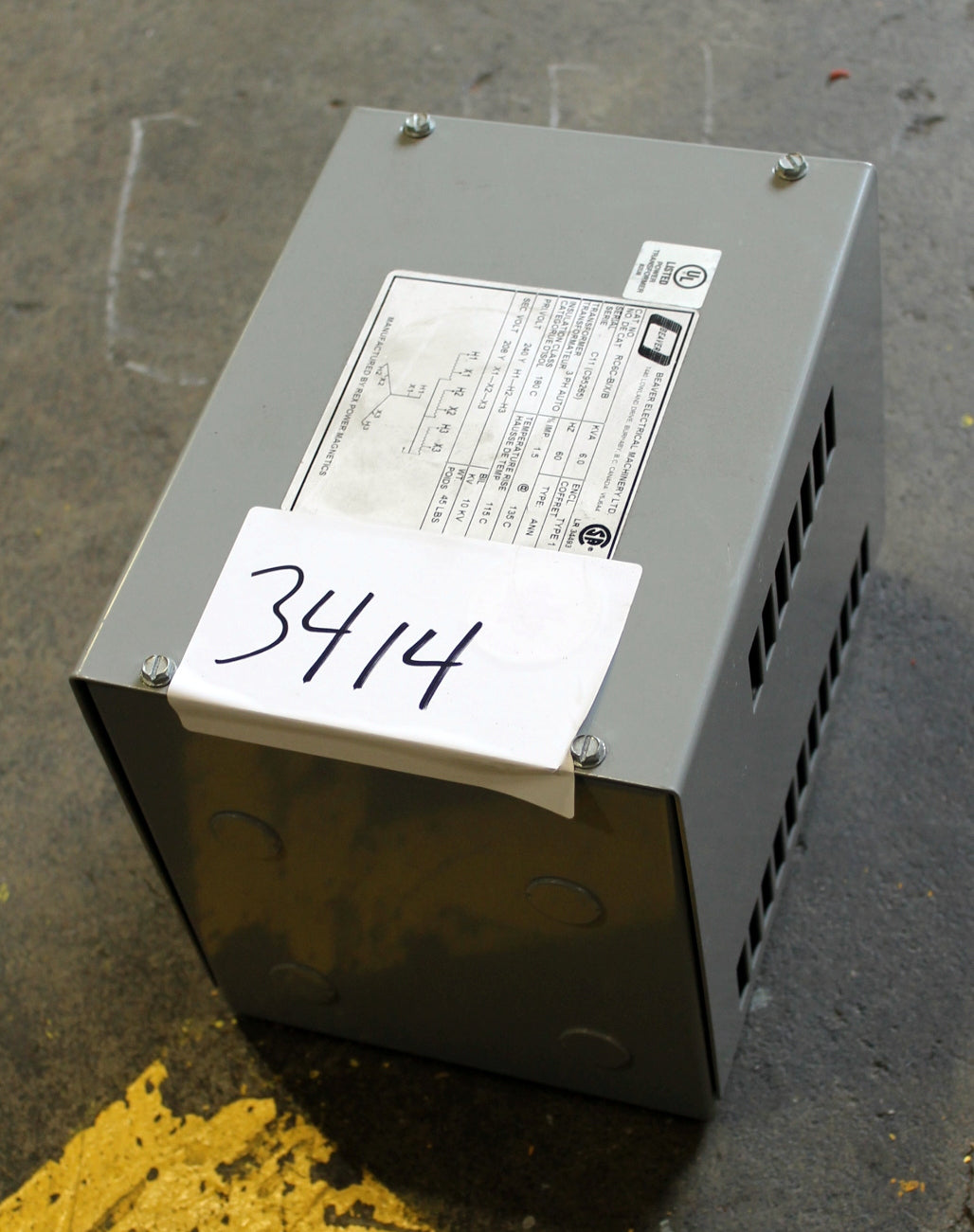 6 kVA Rex Reconditioned Transformer 240-208V Cat No RC6CB/B SKU 3414