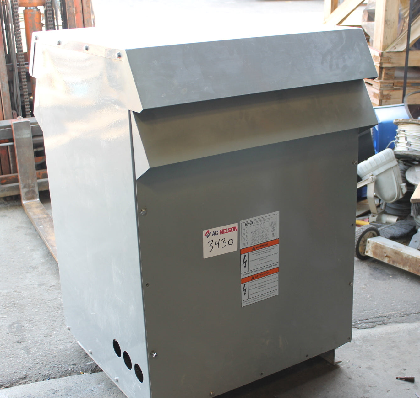 100 kVA Atlas Reconditioned Transformer 600-120/240V Cat No AA1-0100-6201-C SKU 3430