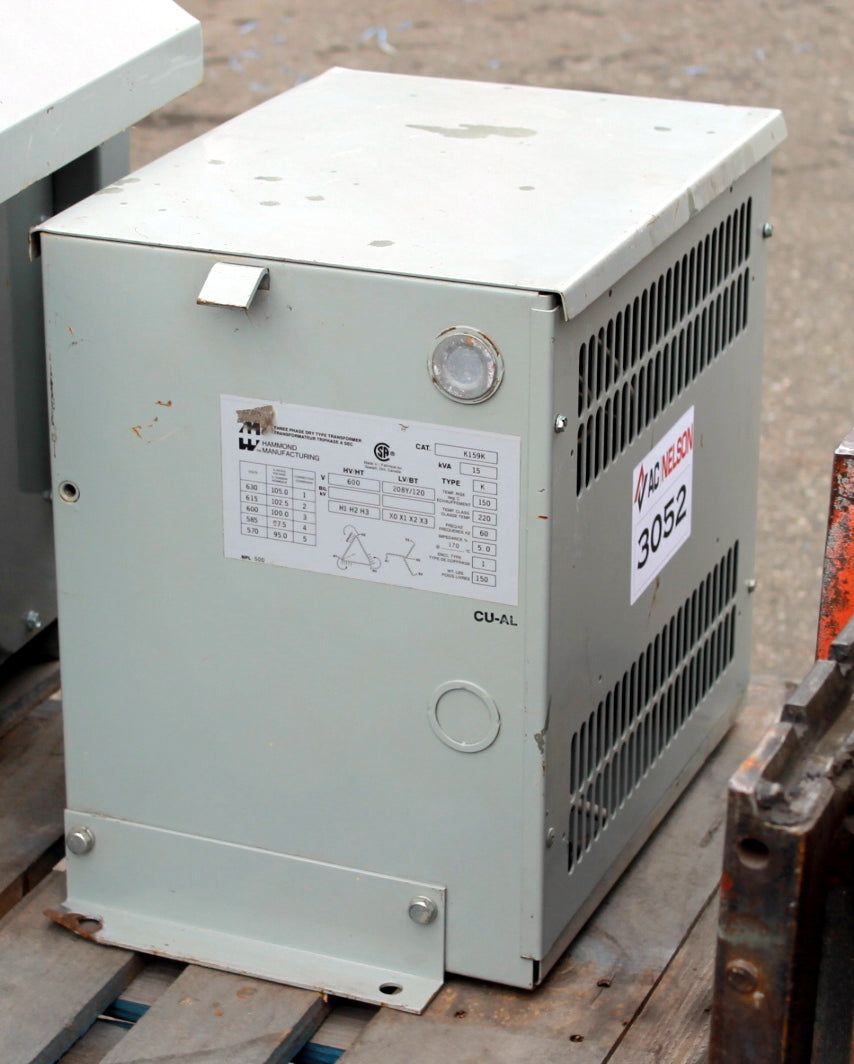 15 kVA HPS Reconditioned Transformer 600-120/208V Cat No K159K SKU 3052