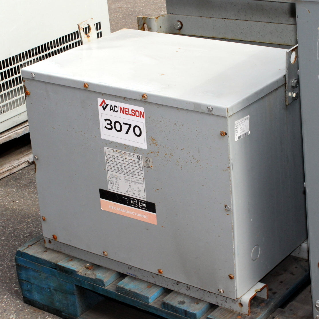 15 kVA REX Reconditioned Transformer 600-120/208V Cat No BC15JM/EP SKU 3070