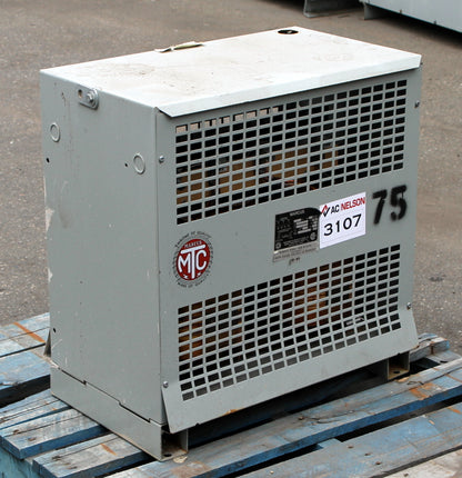 75 kVA MARCUS Reconditioned Transformer 600-120/208V Cat No 7617-385 SKU 3107