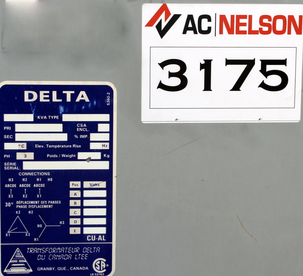 228 kVA DELTA Reconditioned Transformer 208-600/347V SKU 3175