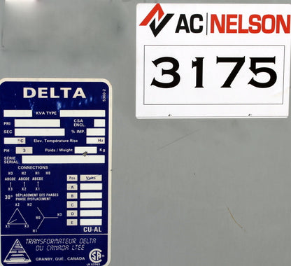 228 kVA DELTA Reconditioned Transformer 208-600/347V SKU 3175