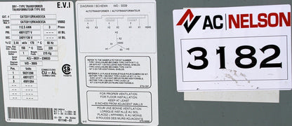 112.5 kVA DELTA Reconditioned Transformer 480/277-240/139V Cat No CATC011ZRKA6XXCA SKU 3182