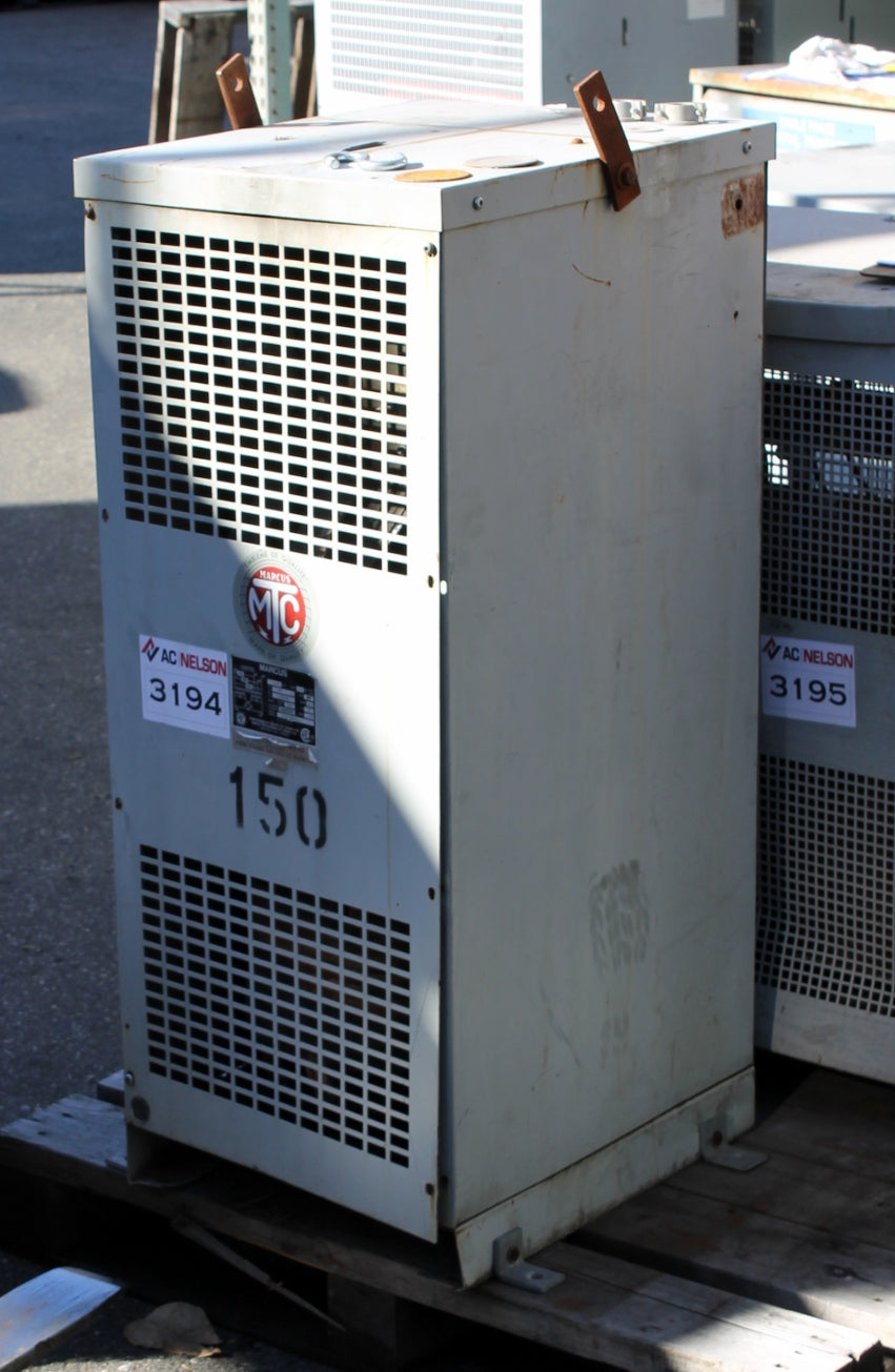 150 kVA MARCUS Reconditioned Transformer 600-120/240V Cat No 1807-1 SKU 3194