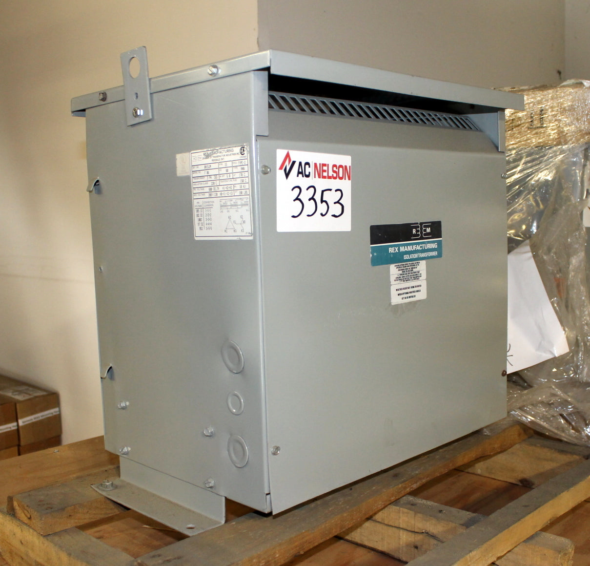 15 kVA REX Reconditioned Transformer 600-208Y/120V Cat No BA15JM SKU 3353