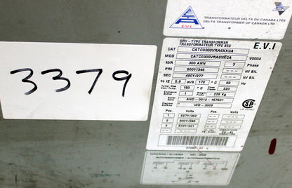 300 kVA Delta Reconditioned Transformer 600/346-480/277V Cat No CATC0300VRXXCA SKU 3379